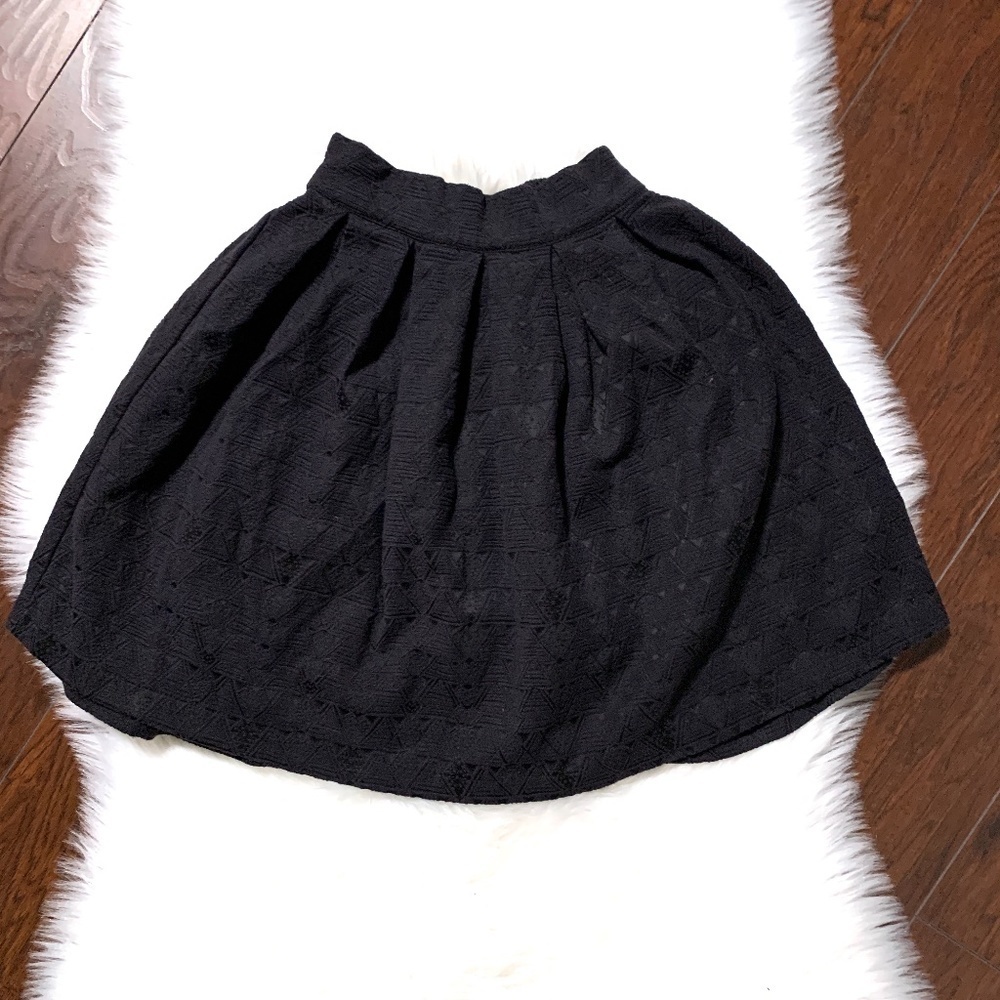 Pleated Black Skater Skirt